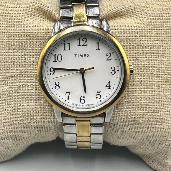 Timex Accessories - 3/$30 Timex Watch Women Silver Gold Two Tone Stretch Band White Dial New Battery